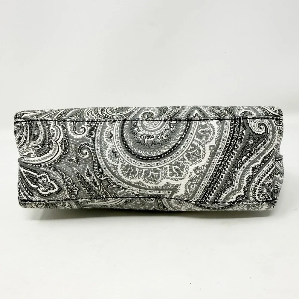 Ralph Lauren Black White Paisley Vegan Leather Clutch‎ Bag